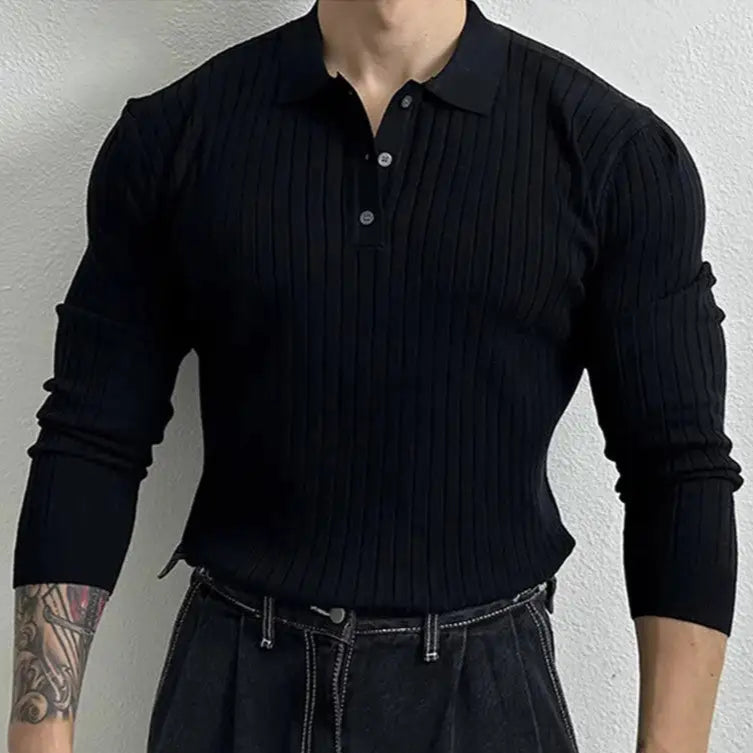 Ribbed Polo Sleeve Shirt