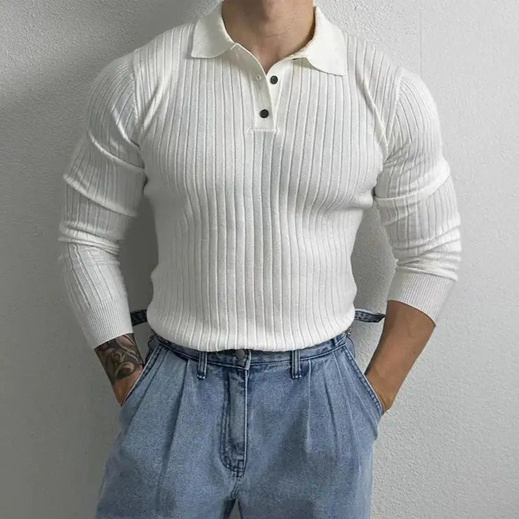 Ribbed Polo Sleeve Shirt